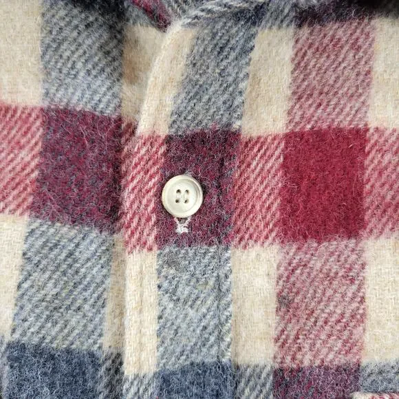 VTG Woolrich Flannel Shirt XL Red Green Plaid Wool Blend Shacket 70s Button Up